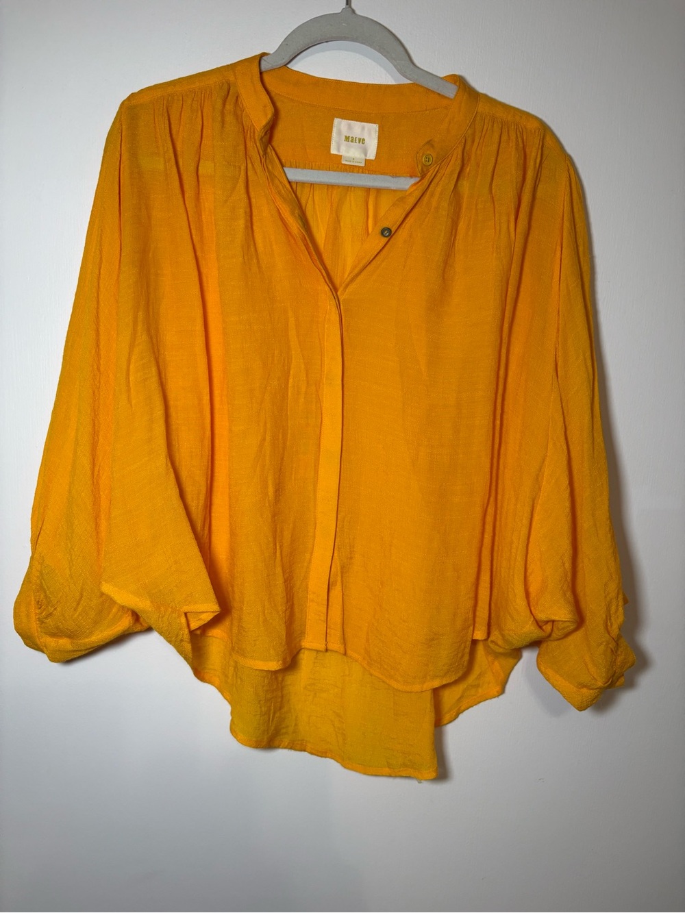 Anthropologie Maeve Bryn Batwing Blouse Button Down
SZ Small Gold Orange Yellow - Picture 2 of 10